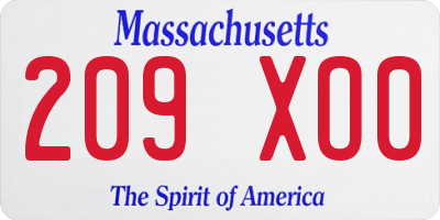 MA license plate 209XO0