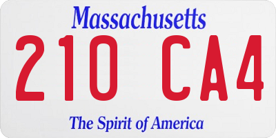 MA license plate 210CA4