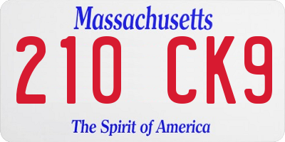 MA license plate 210CK9