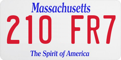 MA license plate 210FR7
