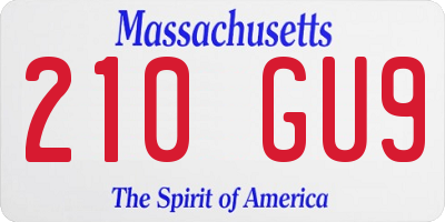 MA license plate 210GU9