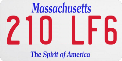 MA license plate 210LF6