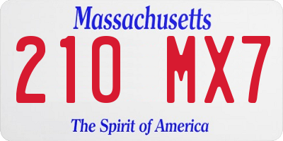 MA license plate 210MX7