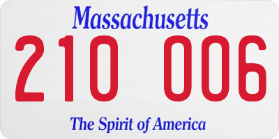 MA license plate 210OO6