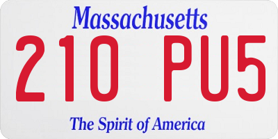 MA license plate 210PU5