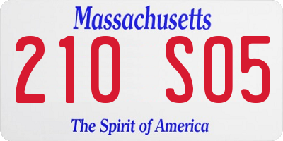 MA license plate 210SO5
