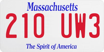 MA license plate 210UW3