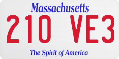 MA license plate 210VE3