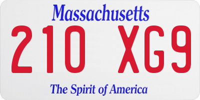 MA license plate 210XG9