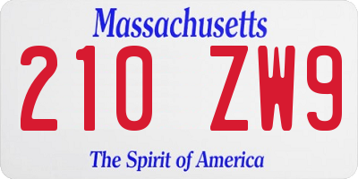 MA license plate 210ZW9