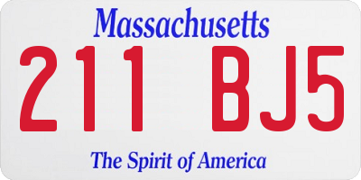 MA license plate 211BJ5