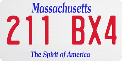 MA license plate 211BX4