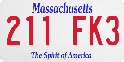 MA license plate 211FK3