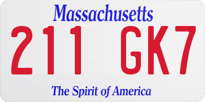 MA license plate 211GK7