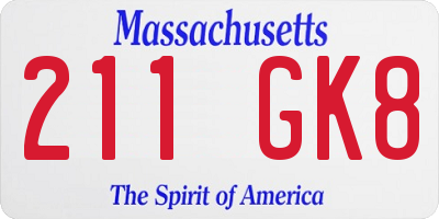 MA license plate 211GK8