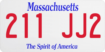 MA license plate 211JJ2