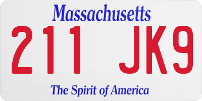 MA license plate 211JK9