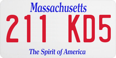 MA license plate 211KD5