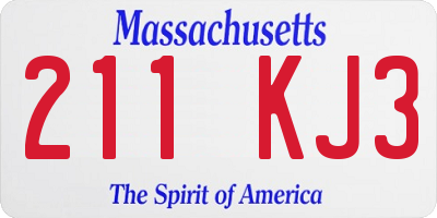 MA license plate 211KJ3