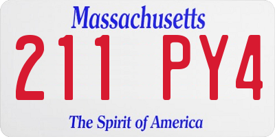 MA license plate 211PY4