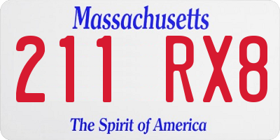 MA license plate 211RX8