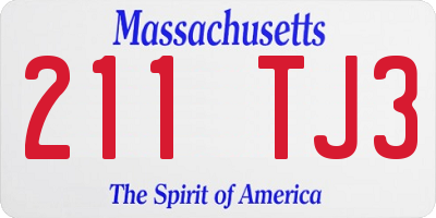 MA license plate 211TJ3