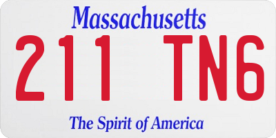 MA license plate 211TN6