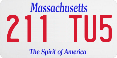MA license plate 211TU5