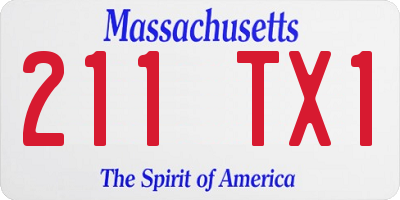 MA license plate 211TX1