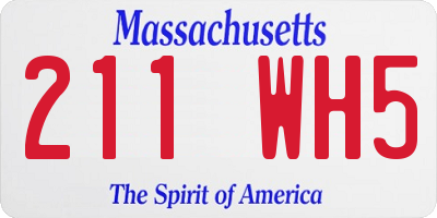 MA license plate 211WH5