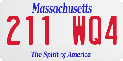 MA license plate 211WQ4