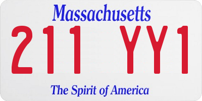MA license plate 211YY1