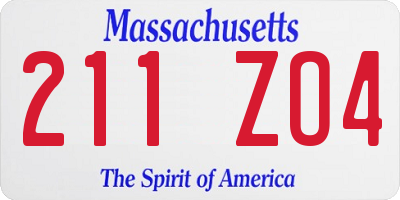 MA license plate 211ZO4