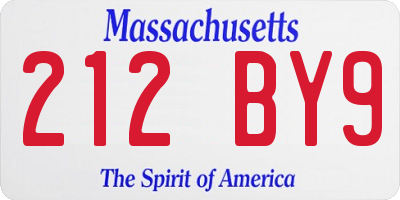 MA license plate 212BY9
