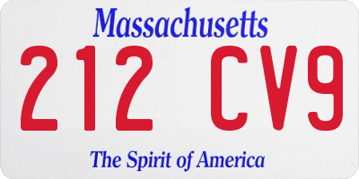MA license plate 212CV9