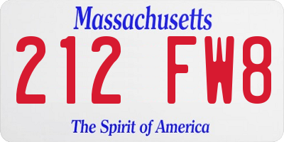 MA license plate 212FW8