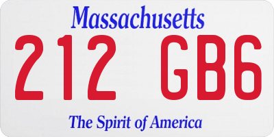 MA license plate 212GB6
