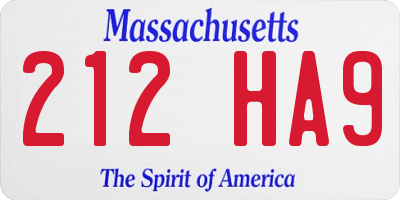MA license plate 212HA9