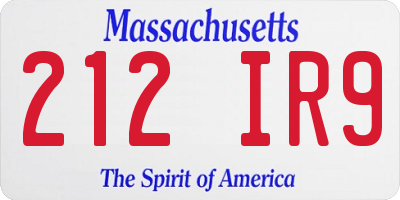 MA license plate 212IR9