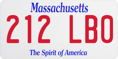 MA license plate 212LB0