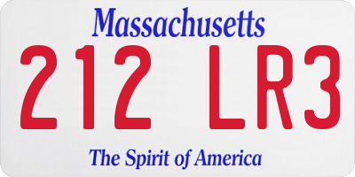 MA license plate 212LR3