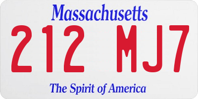 MA license plate 212MJ7
