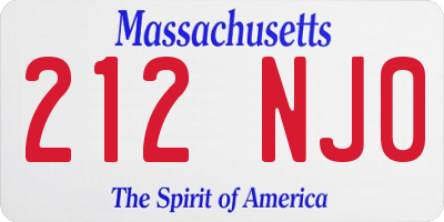 MA license plate 212NJ0