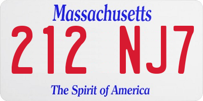 MA license plate 212NJ7