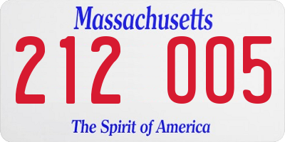 MA license plate 212OO5