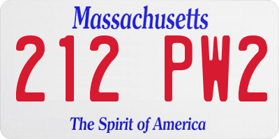 MA license plate 212PW2