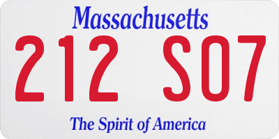 MA license plate 212SO7