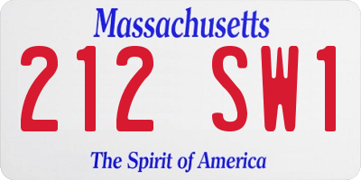 MA license plate 212SW1