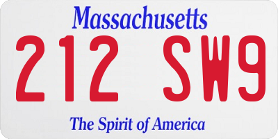 MA license plate 212SW9