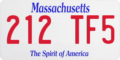 MA license plate 212TF5